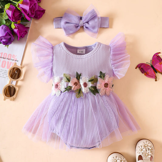 Dress with Flowers + Headband