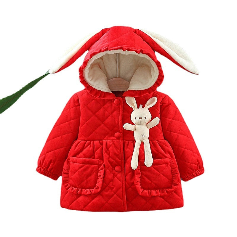 Hooded Coats Big Ears Cotton Padded Velvet Warm