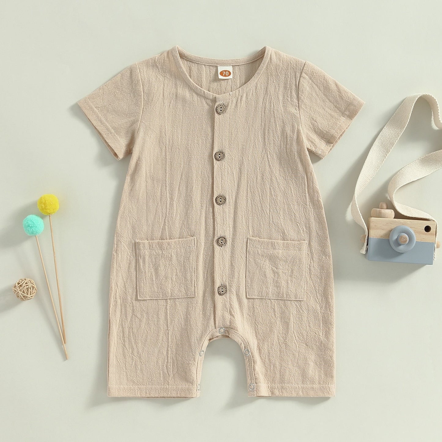 Button short Sleeve Jumpsuit