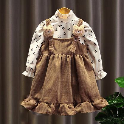 Children's set with velvet dress and bear