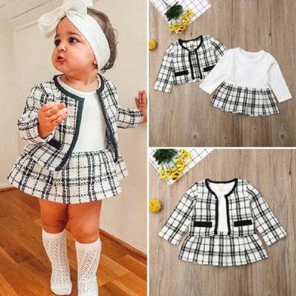 Children's black and white plaid set