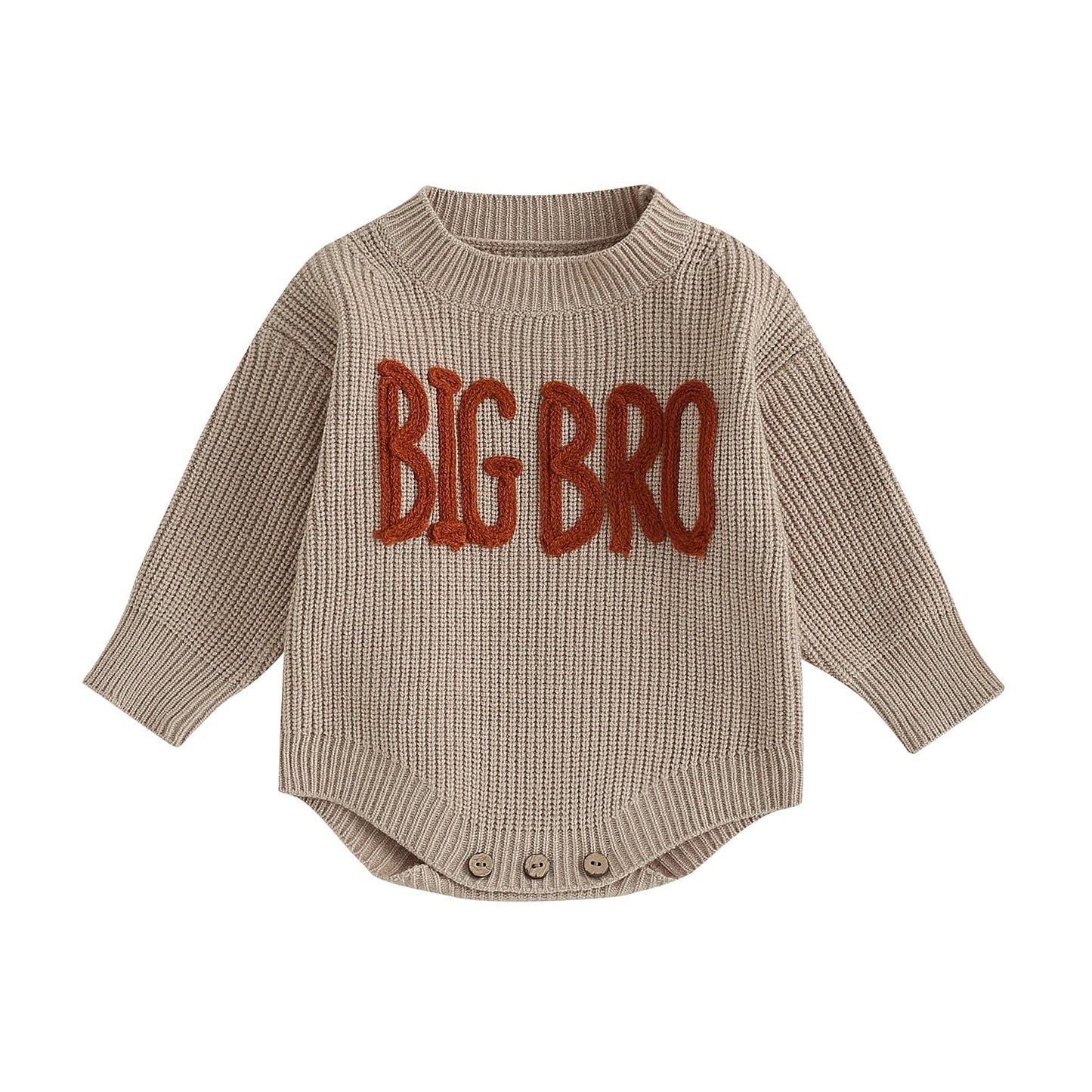 Big Bro Embroidered Romper Round Neck Sleeve