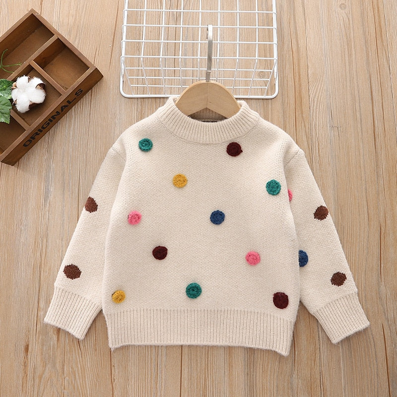 Baby Girls Boys Sweaters Coat Fashion Fur Ball Applique Kids Knitting Pullovers Tops Baby Boys Girls Warm Sweaters