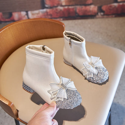 Children's Bow Stone Booties