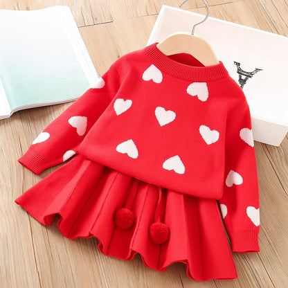 Children's set hearts Skirt + cold blouse