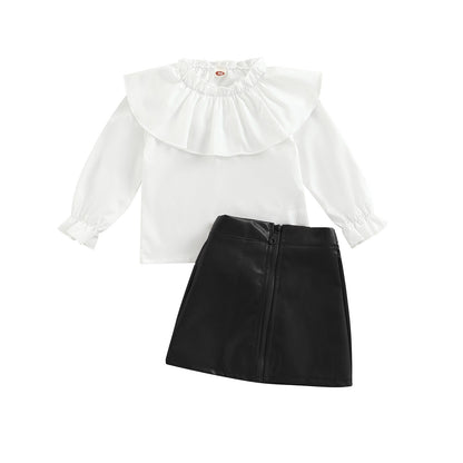 Blouse + PU Leather Skirt Set 18M-6T