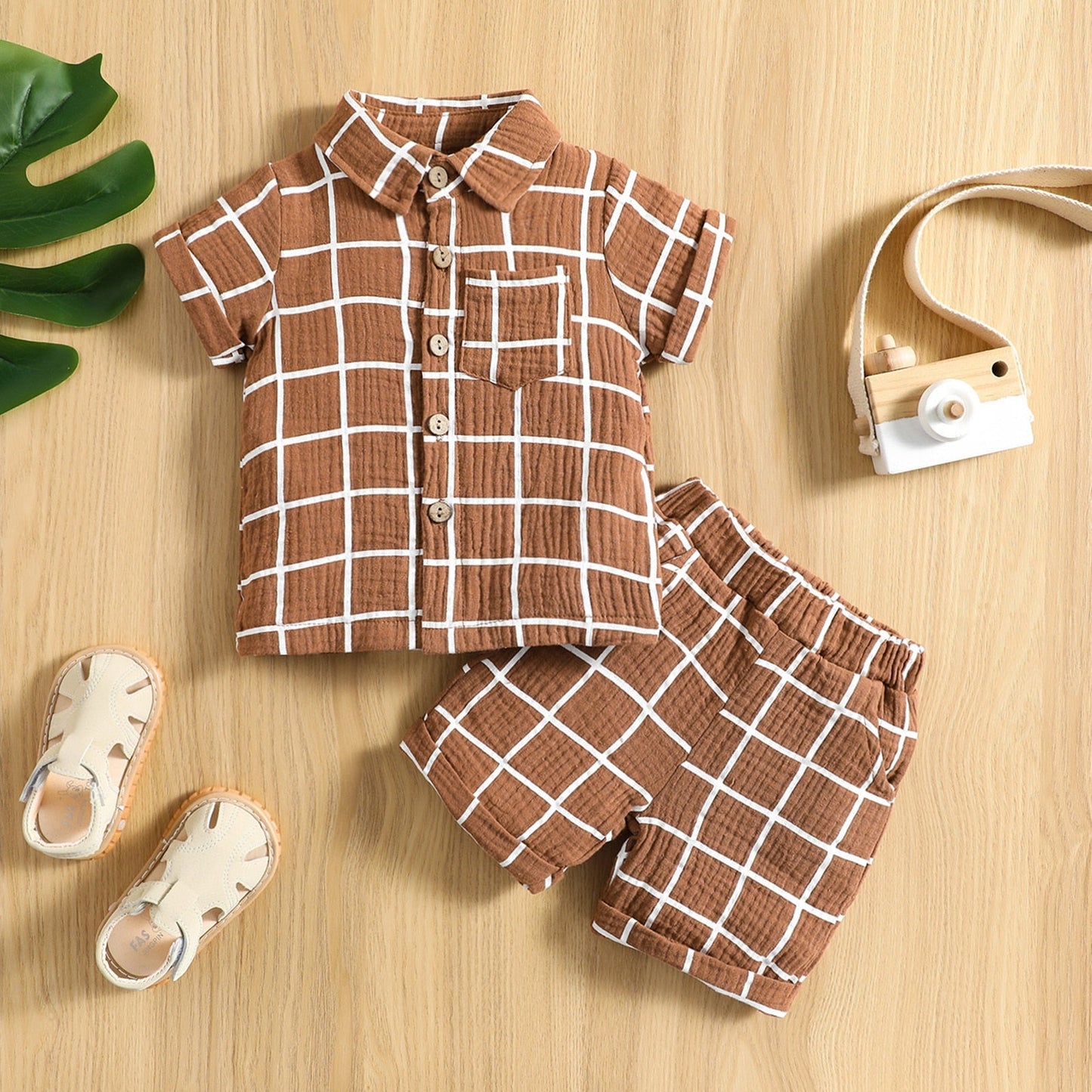 Baby Toddler 2 Pcs Outfit Suit Plaid