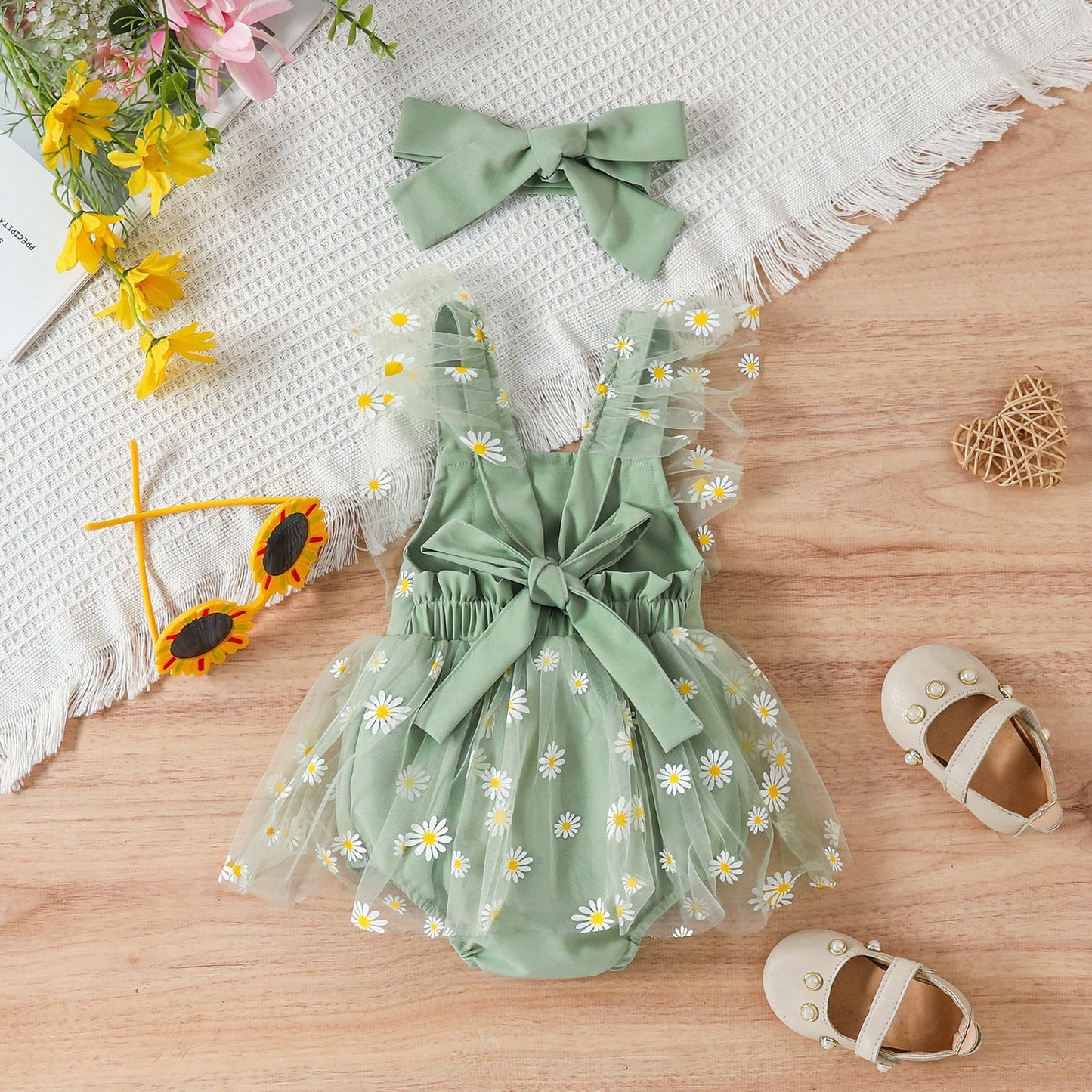 Summer flowers baby body + headband