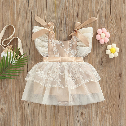 Beige Children's Body dress with lace