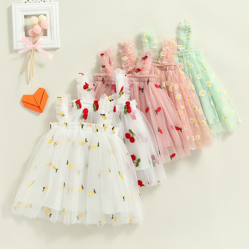 Printed tulle children's dress