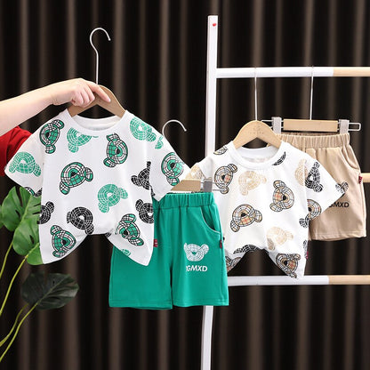 Children's Bear Set Short Sleeve T-shirt