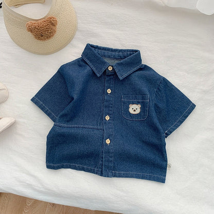 Bear Pocket Children's Jeans Shirt