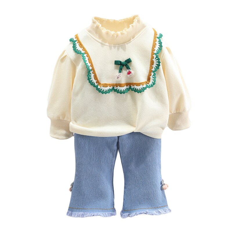 Children's set for girls with bow and jeans