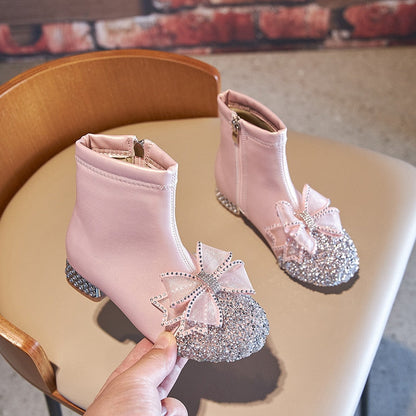 Children's Bow Stone Booties