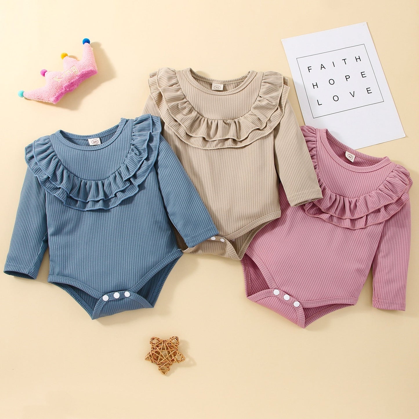 Children's Bodysuit Collar Ruffles