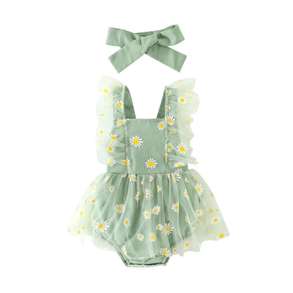 Summer flowers baby body + headband