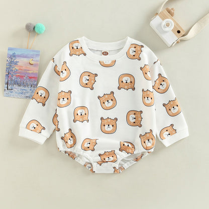 Baby Bodysuit Teddy Bear and Flowers