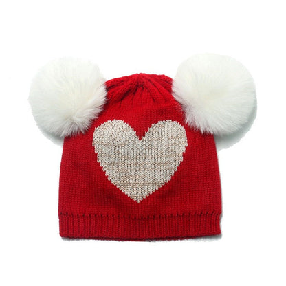 Children's Cap Pom Pom Heart