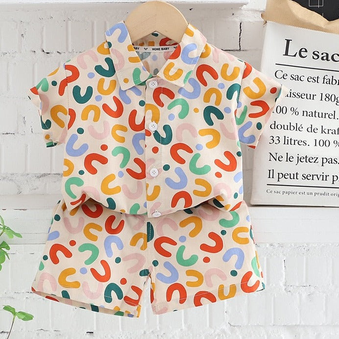 Baby Summer Suits with Colorful Cartoon Print