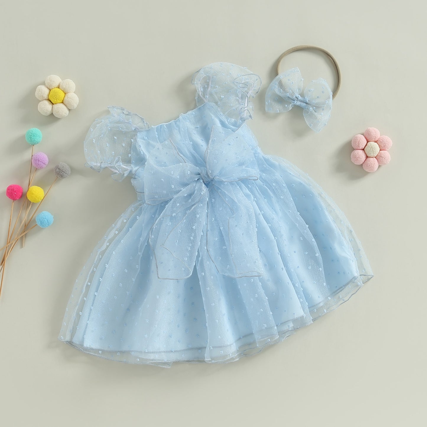 Delicate children's dress with tulle + headband