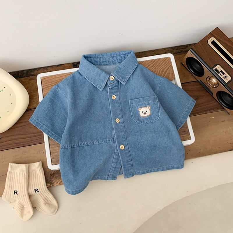 Bear Pocket Children's Jeans Shirt