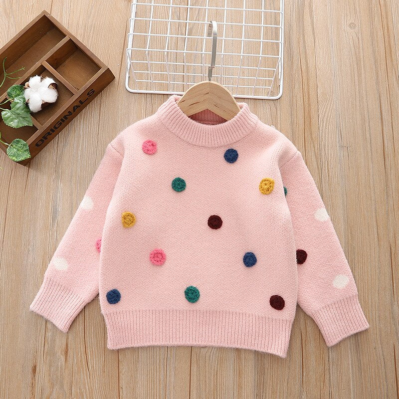 Baby Girls Boys Sweaters Coat Fashion Fur Ball Applique Kids Knitting Pullovers Tops Baby Boys Girls Warm Sweaters