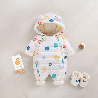 Children's cartoon print jumpsuit for winter