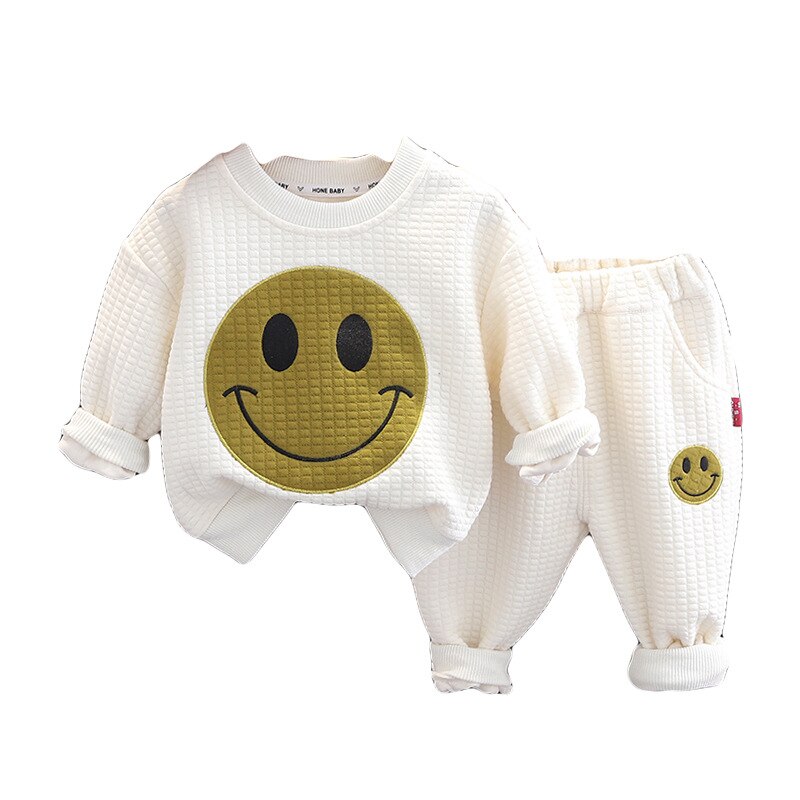 Baby Two Piece Clothes Set Cartoon Smily Sweatshirt Sweatpants Track