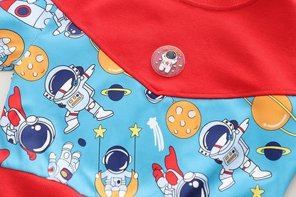 2PCS Clothes Set Printed Space Astronaut Sweatshirt Sweatpants