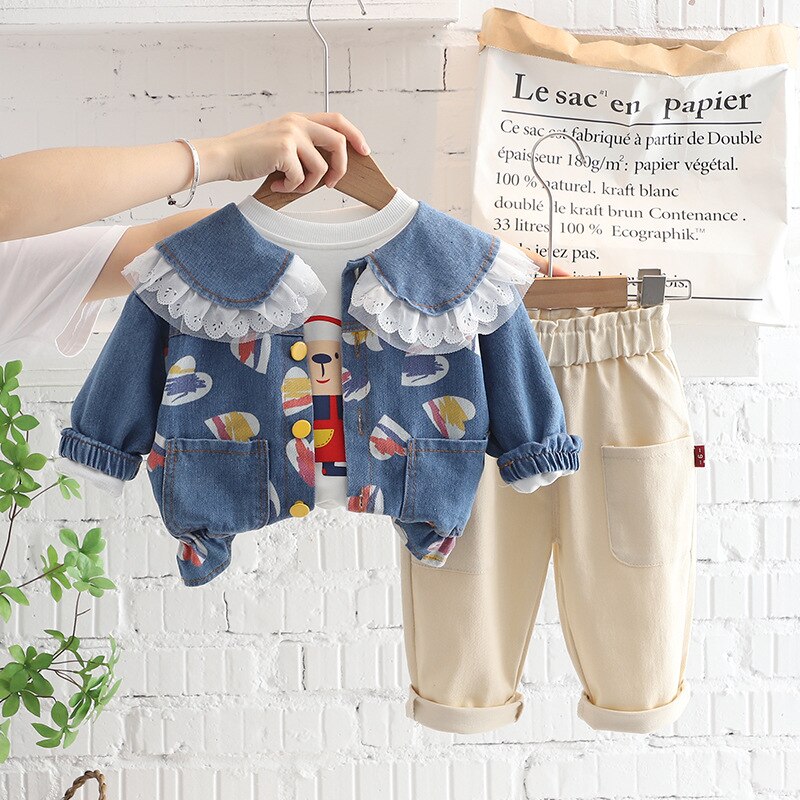 Children's 3-Piece Set Jacket with Ruffles