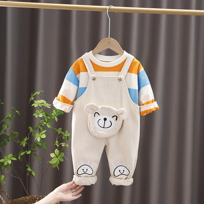 Bear Overall + Shirt Set