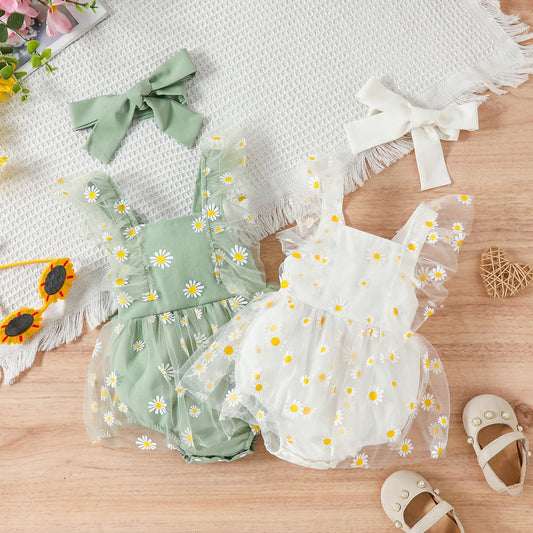 Summer flowers baby body + headband