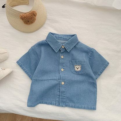 Bear Pocket Children's Jeans Shirt