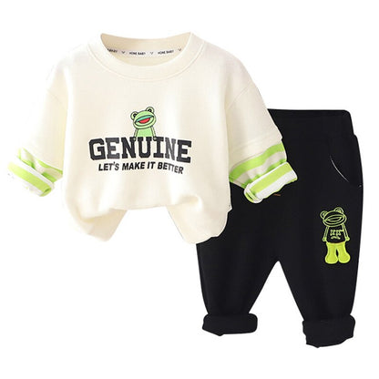 Children's set of boy with cartoon frog