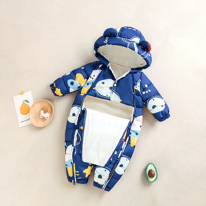 Children's cartoon print jumpsuit for winter