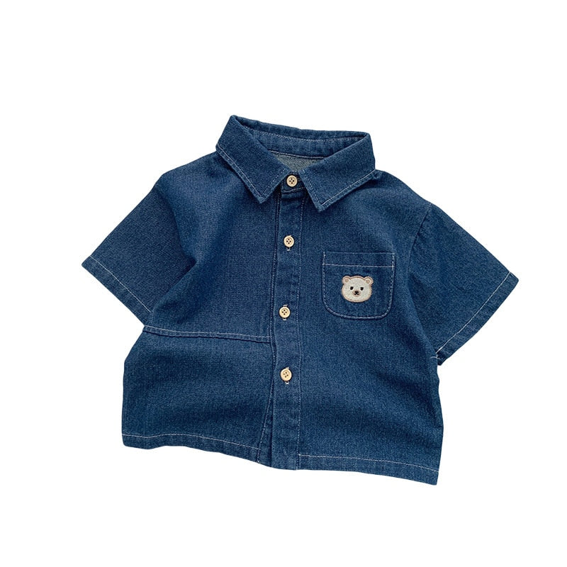 Bear Pocket Children's Jeans Shirt