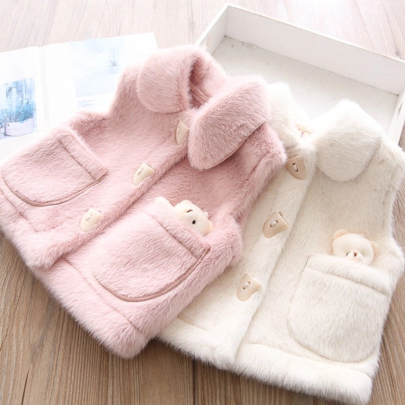 Warm Children's Coat Fur Fluffy + Teddy Bear