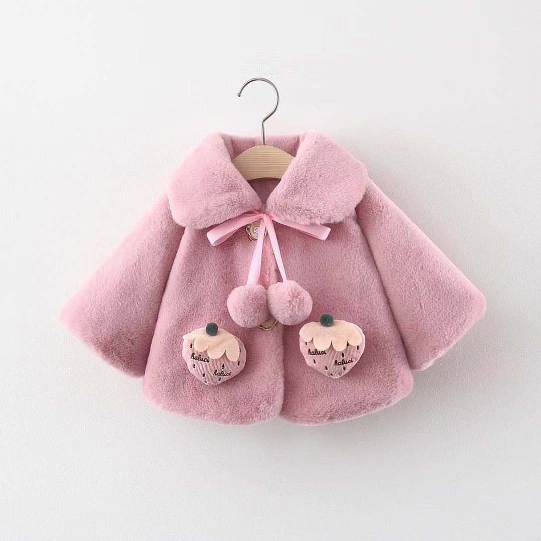 Strawberry Wool Sweater Shawl Coat