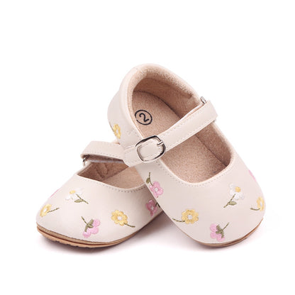 Children's embroidered flower sandals