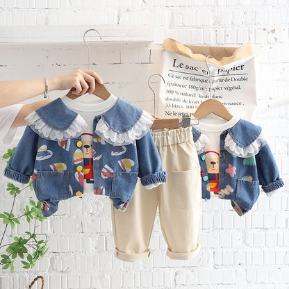 Children's 3-Piece Set Jacket with Ruffles