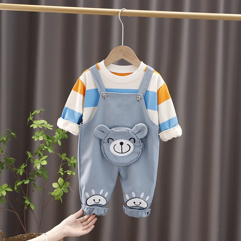 Bear Overall + Shirt Set