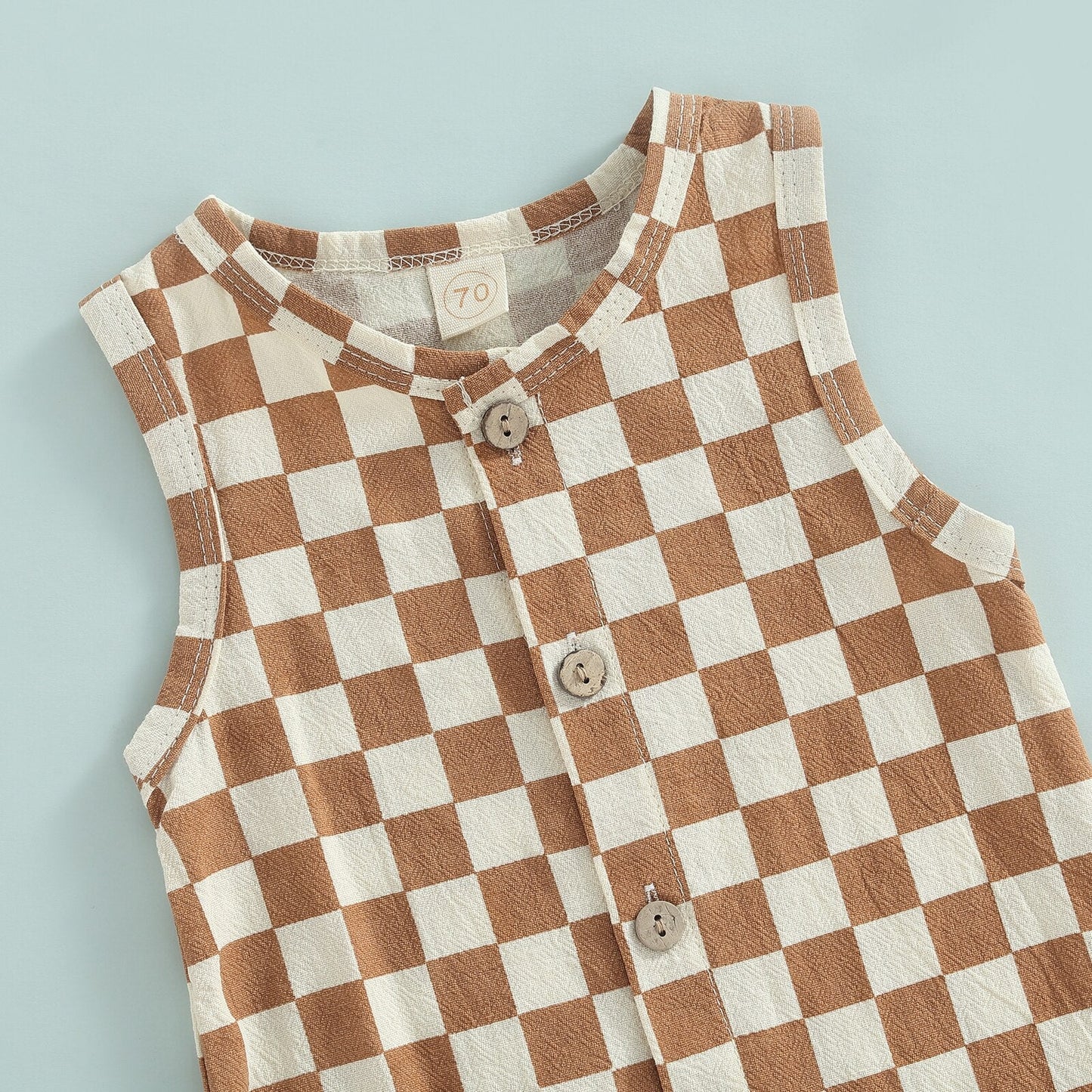 Beige Chess Children's Jumpsuit