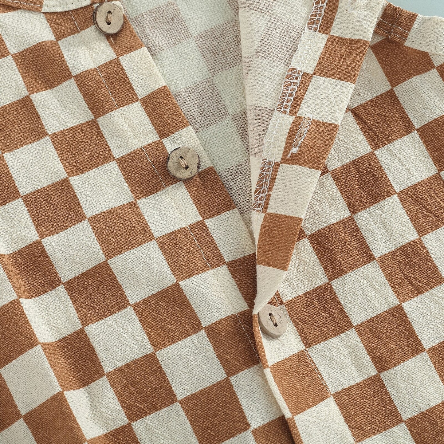 Beige Chess Children's Jumpsuit