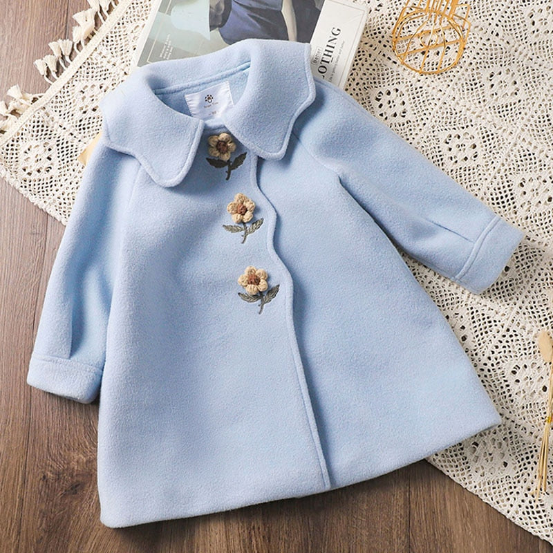 Blue Wool Coat Autumn Winter