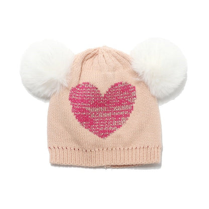 Children's Cap Pom Pom Heart