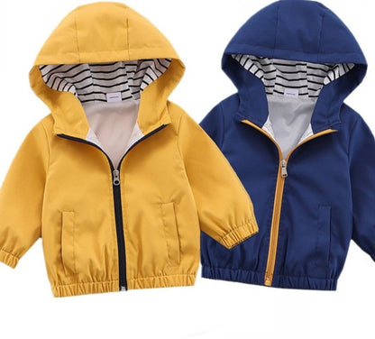 Baby Boys Trench Coat Autumn Spring New Hooded Jacket Coat Solid Color Baby Clothes For Kids 0-2 Years Kids Outerwear