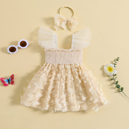 Butterfly Princess Tulle Dress and Headband for Party Summer Clothes