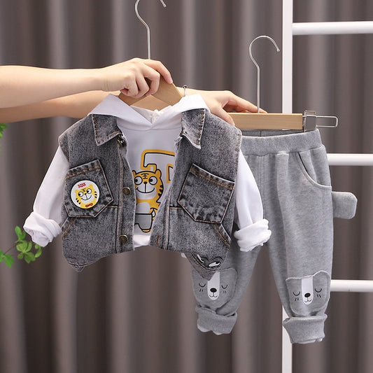 Children's set 3 pieces denim vest