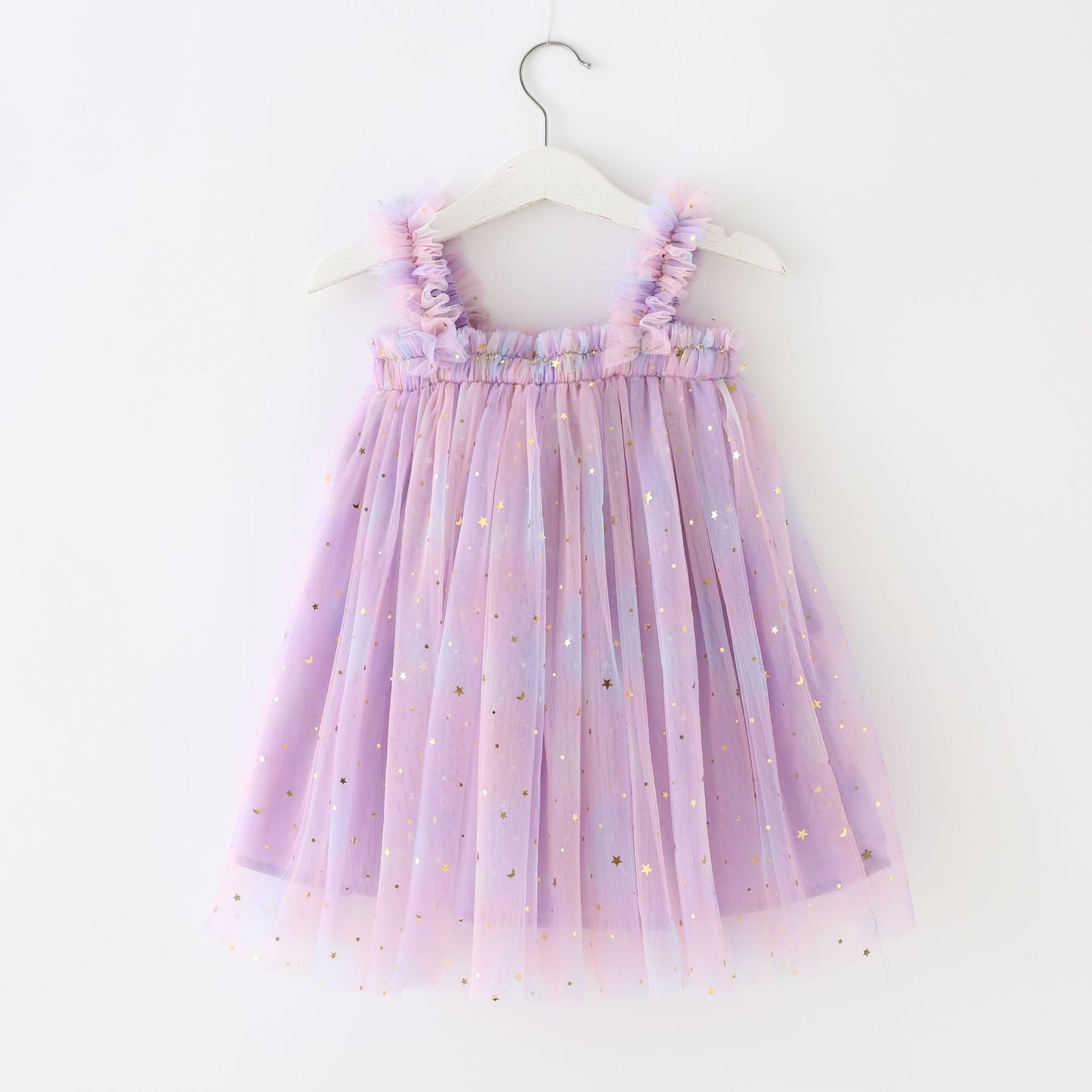 Delicate children's dress with tulle and little stars