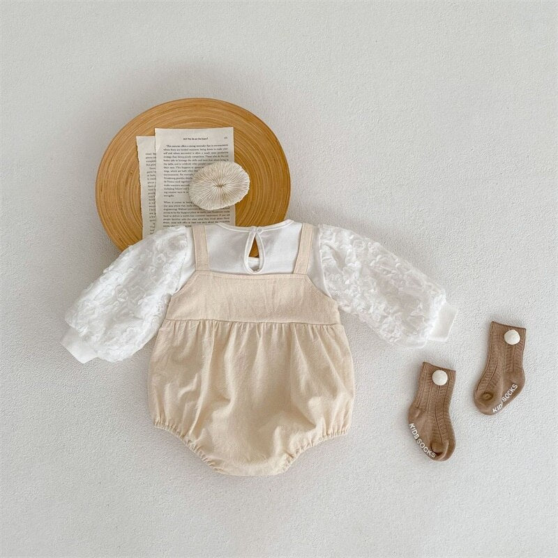 Children's Beige and White Bodysuit